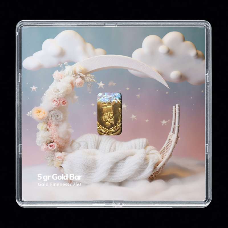 شمش طلا 18 عیار مدوپد مدل ماه  و ستاره کد SG-10232