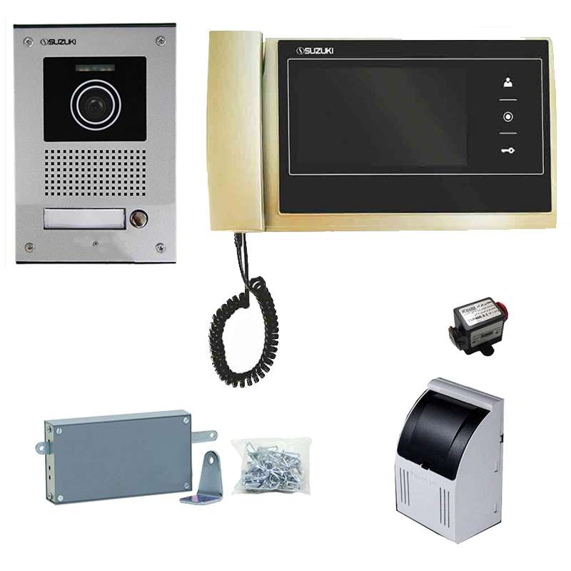 مجموعه دربازکن تصویری سوزوکی مدل 727m-4ucm به همراه محافظ ولتاژ مانیتور