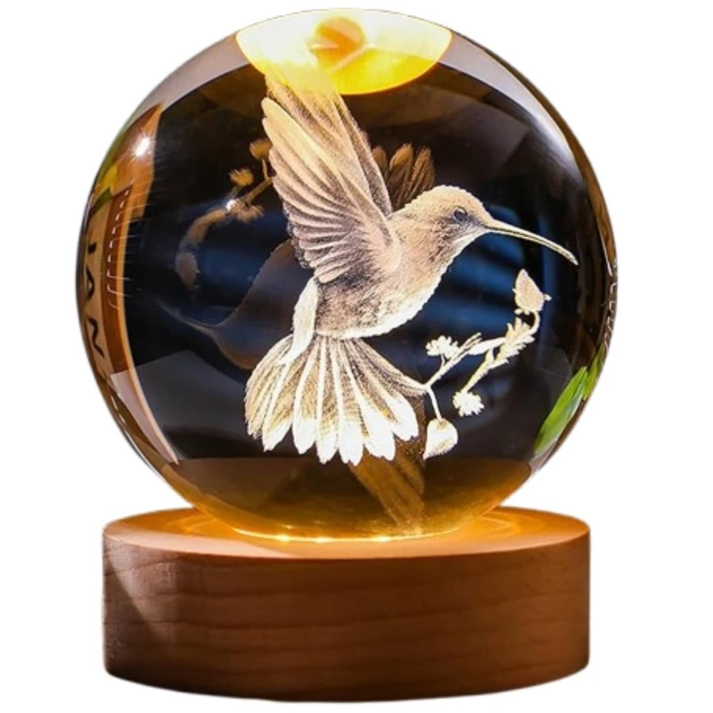 چراغ خواب مدل گوی شیشه ای 3D طرح پرنده