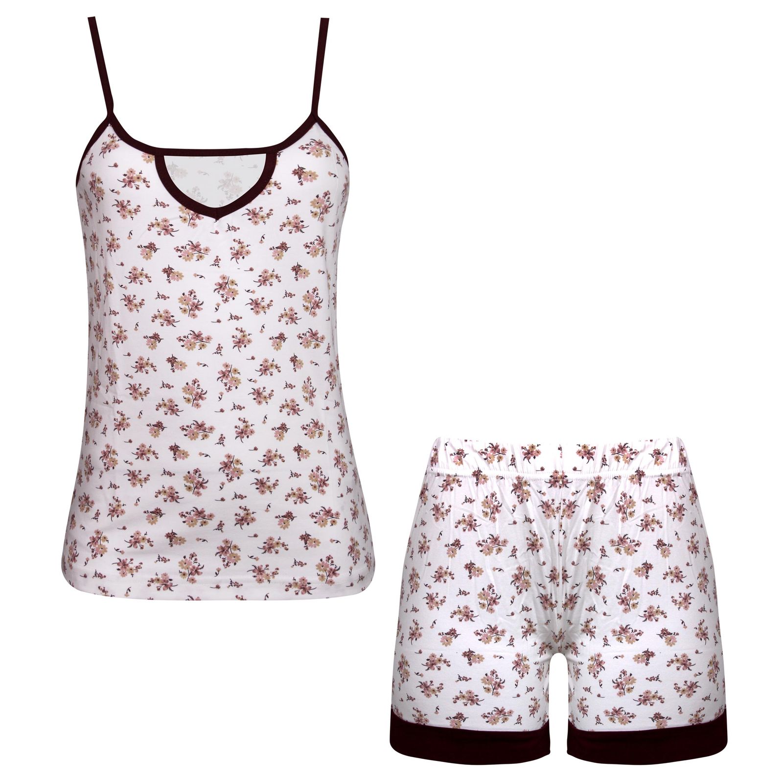 ست تاپ و شلوارک زنانه کوزا مدل پنبه ای کد 9184-3 رنگ زرشکی -  - 1