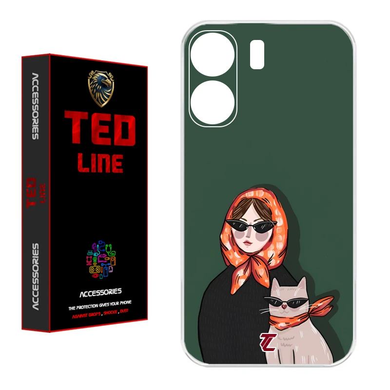 کاور تدلاین طرح دختر و گربه کد 1143 مناسب برای گوشی موبایل شیائومی Redmi 13C / Poco C65