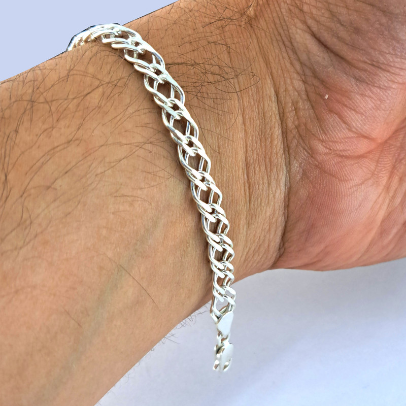 دستبند نقره مردانه ملک زیور مدل دوبل کد 905