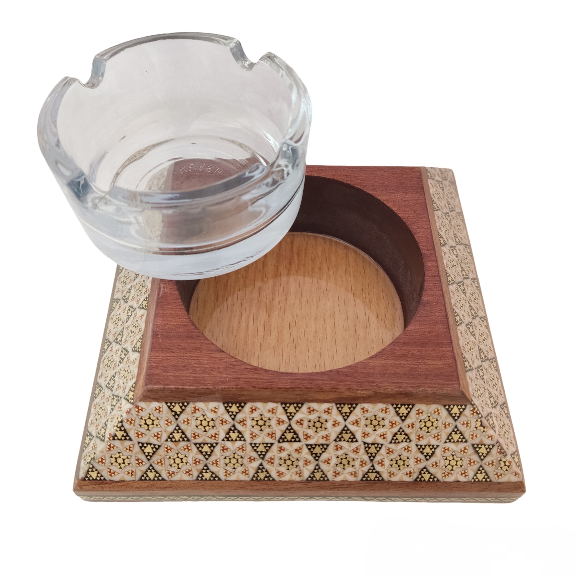 زیرسیگاری مدل خاتم کاری دایره ای کد 02