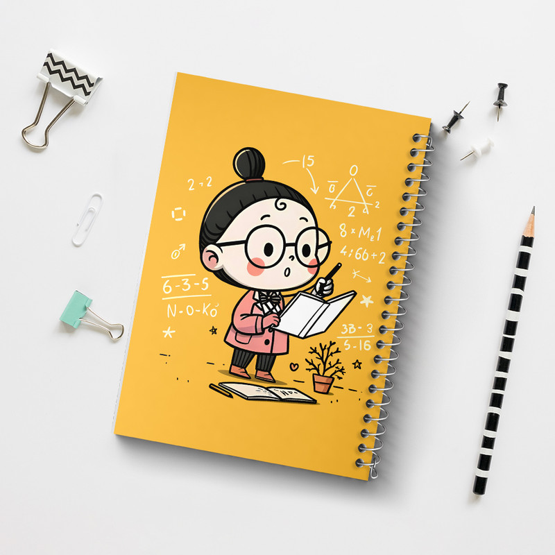 دفتر مشق 100 برگ خندالو طرح دختر ریاضیدان کد F8044