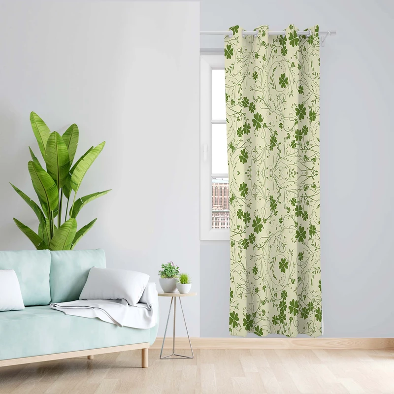 پرده طرح شبدر مدل مخمل پانچی کد 5290R z سایز 140x200 سانتی متر