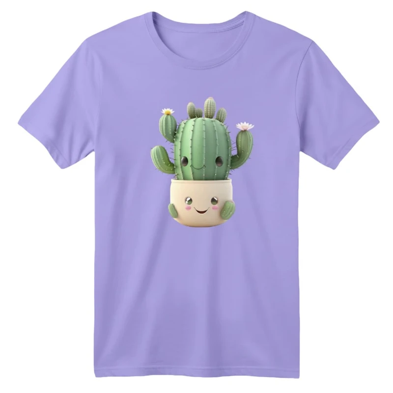 تی شرت آستین کوتاه بچگانه مدل کاکتوس کد ۲ رنگ یاسی