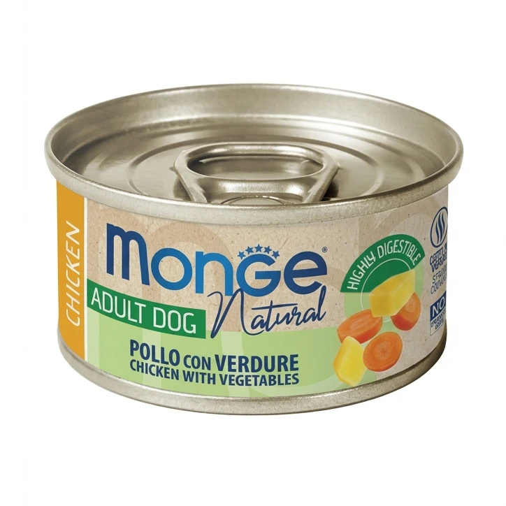 کنسرو غذای سگ مونژه مدل Monge Natural طعم مرغ و سبزیجات وزن 95 گرم