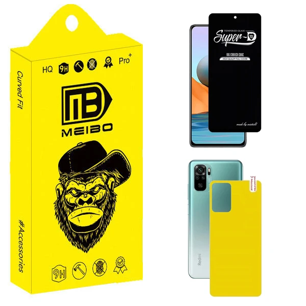 محافظ صفحه نمایش میبو مدل Transparent SuperD مناسب برای گوشی موبایل شیائومی Redmi Note 10 4G / Note 10S به همراه محافظ پشت گوشی