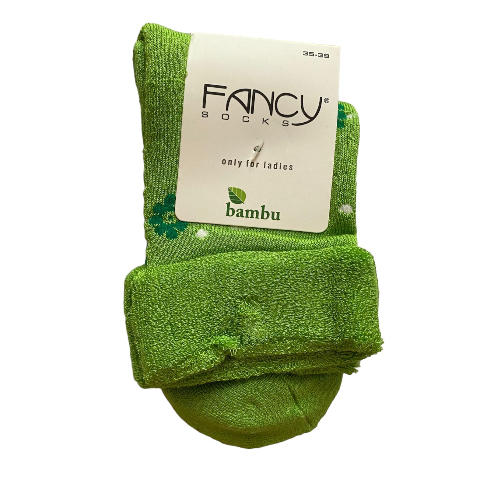 جوراب ساق بلند زنانه فنسی مدل حوله ای بامبو رنگ سبز -  - 1