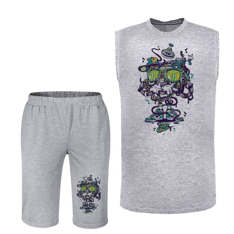 ست تاپ و شلوارک مردانه کد 32 رنگ طوسی