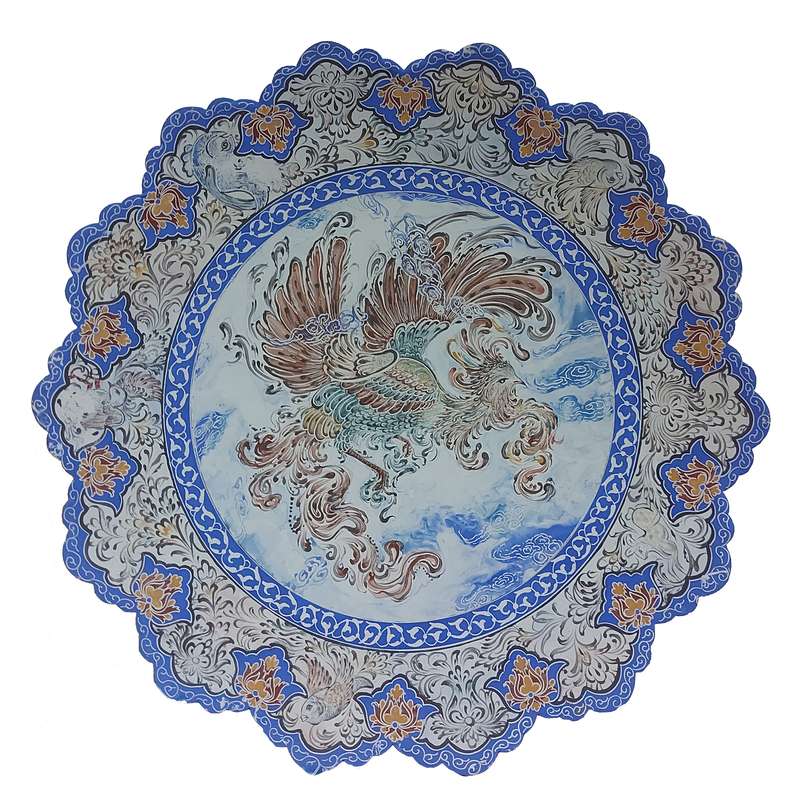 بشقاب میناکاری مدل سیمرغ طرح تذهیب کد 52200