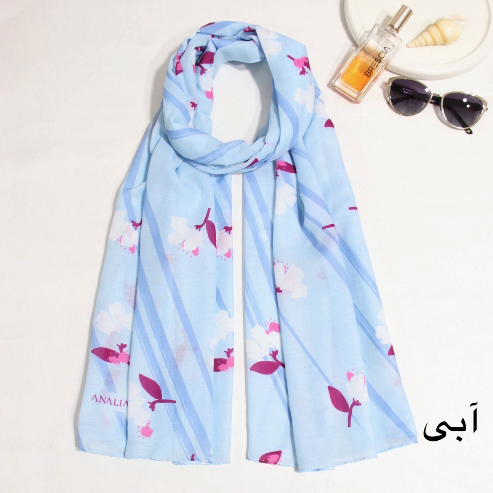 شال زنانه مدل نخی تابستانه خنک با طرح گل گلی کد ana-7086 -  - 23