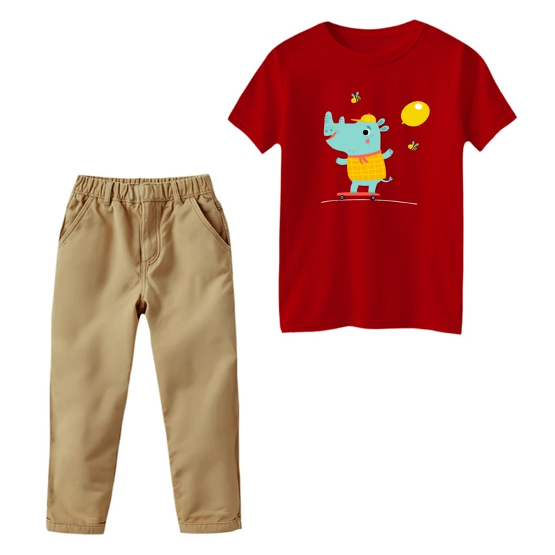 ست تی‌شرت و شلوار دخترانه مدل کرگدن