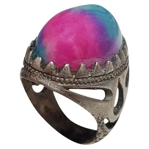 انگشتر نقره مردانه مدل عقیق مفتاح الباب کد AMB219220