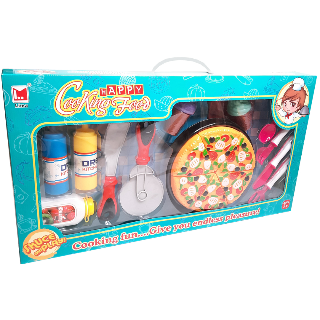 اسباب بازی آشپزخانه مدل آشپزی و برش پیتزا کد 1275A مجموعه 20 عددی