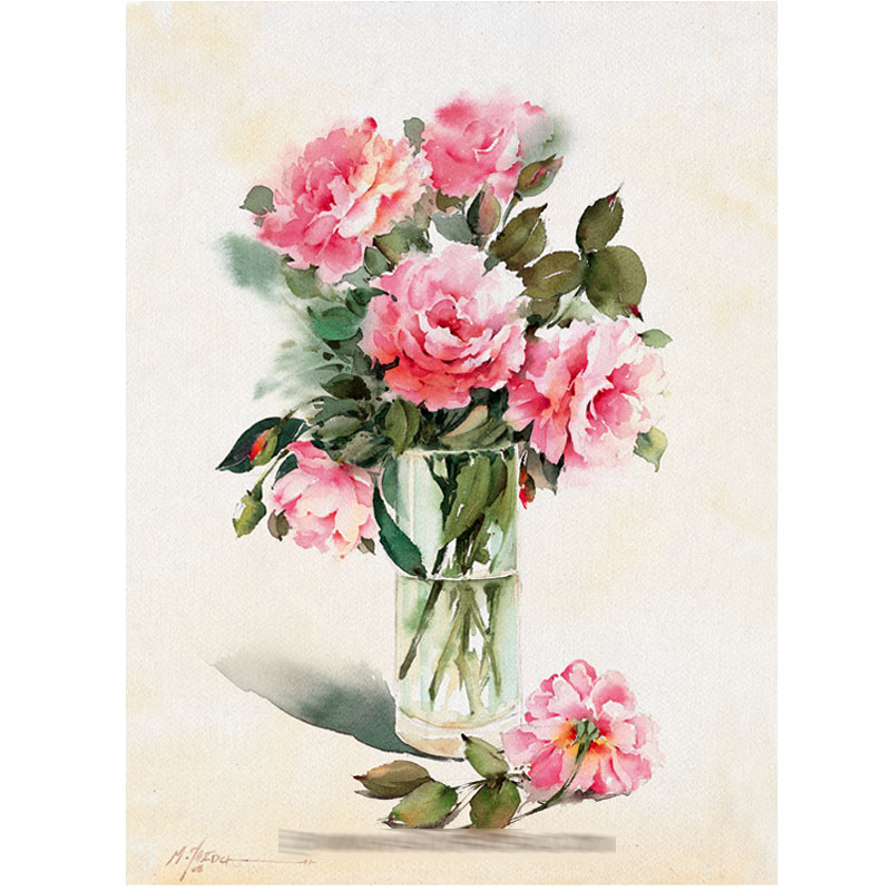 کارت پستال اهورا مدل نقاشی آبرنگ گل کد: A-3176 بسته 50 عددی 
