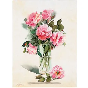 کارت پستال اهورا مدل نقاشی آبرنگ گل کد: A-3176 بسته 50 عددی 