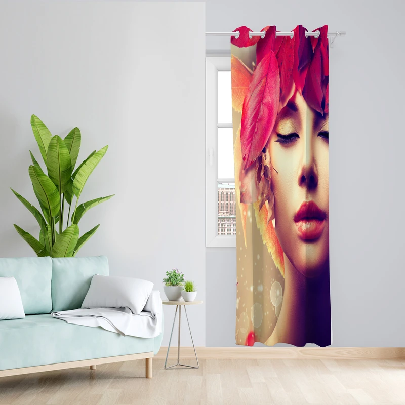 پرده طرح چهره مدل مخمل پانچی کد L 657 Z سایز 140x200 سانتی متر