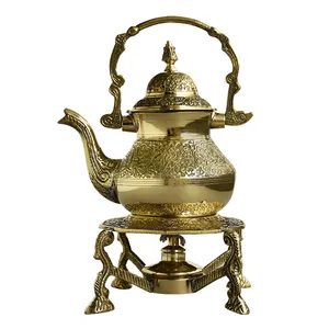 ست قوری و وارمر برنجی مدل فتیله الکلی کد 121