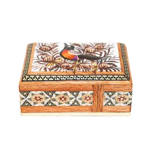 جا کارتی خاتم کاری مدل کشویی لبه صاف طرح گل و مرغ برجسته کد 7p5Br