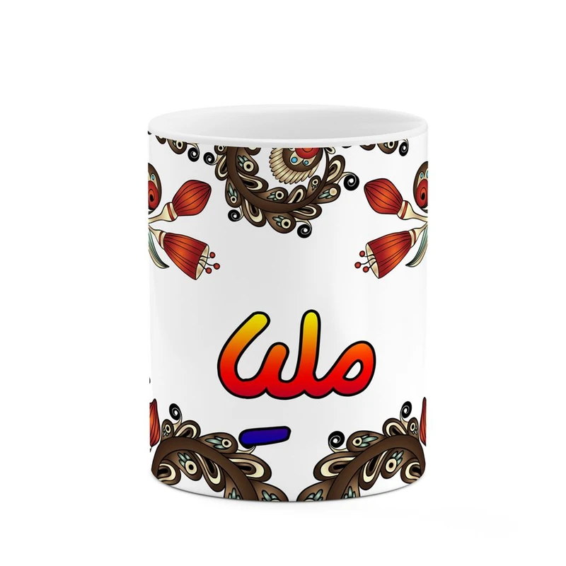 ماگ کاکتی مدل اسم ملیا طرح سنتی گل و بته کد mgh47617
