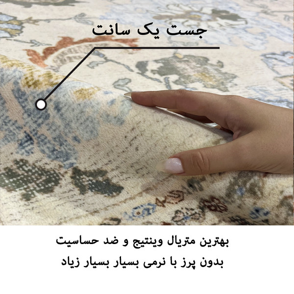 فرش ماشینی 1200 شانه فرش صرافیان زمینه طوسی حاشیه سبز روشن مدل دریم