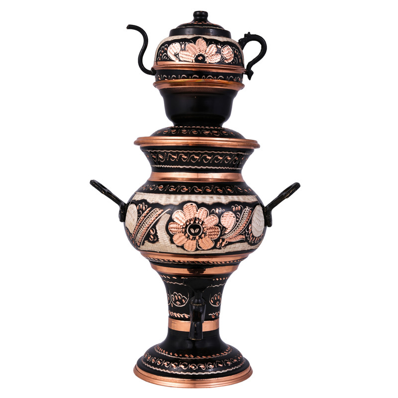 ست سماور و قوری مسی طرح نسترن کد 592