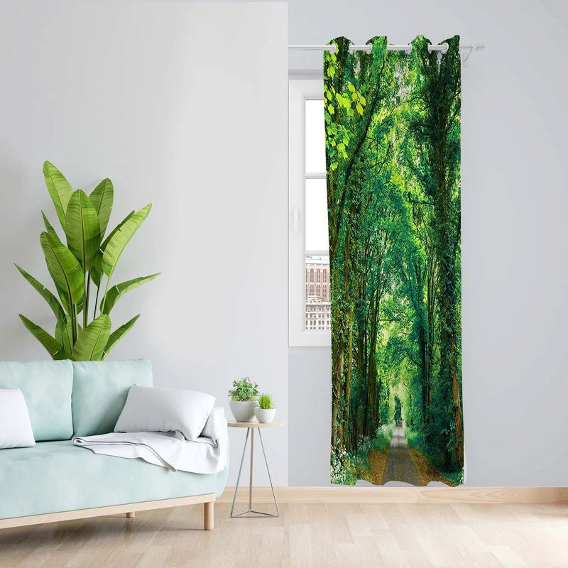 پرده طرح جنگل مدل مخمل پانچی کد 4953 z سایز 140x200 سانتی متر