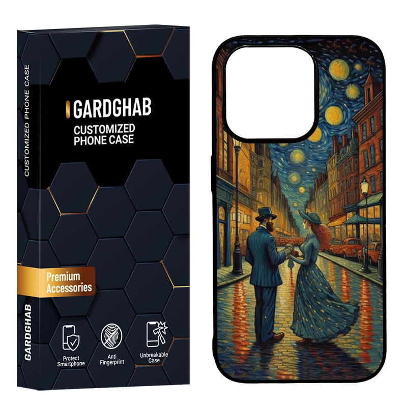 کاور گارد قاب مدل پشت گلس هنری مناسب برای گوشی موبایل اپل iPhone 15 Pro