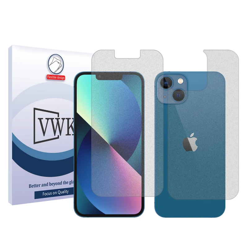 محافظ صفحه نمایش مات وی دبلیو کی مدل Tough مناسب برای گوشی موبایل اپل iPhone 13 به همراه محافظ پشت گوشی