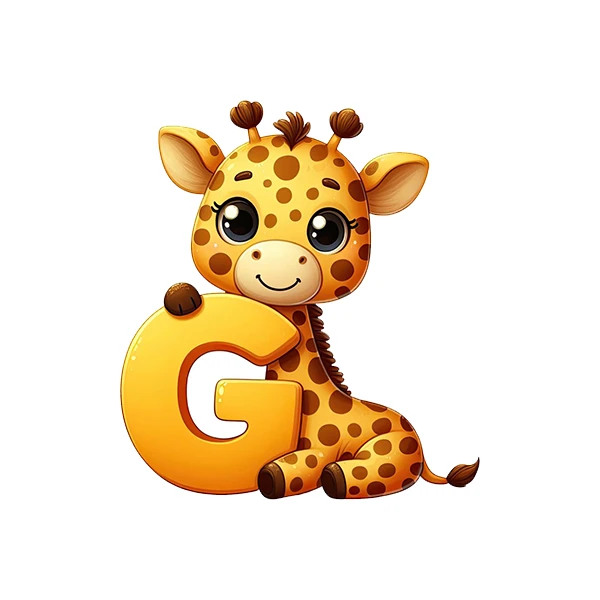 استیکر پارچه و لباس پاد آفرین طرح حرف G  و زرافه بامزه کد 1565