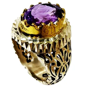 انگشتر نقره مردانه مدل نگین آمیتیست  100126