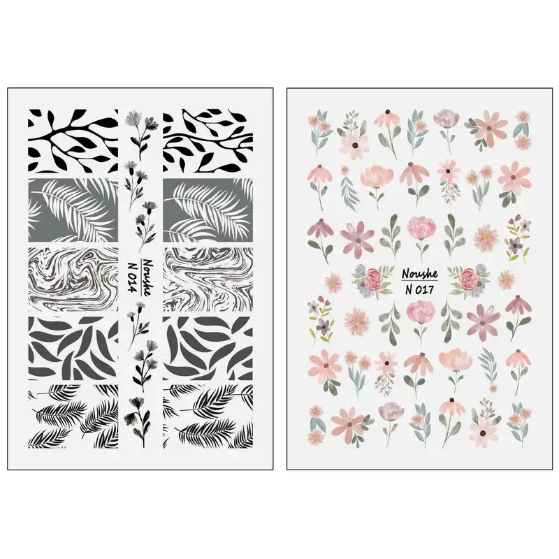 برچسب لنز ناخن مدل گل کد N014-N017 مجموعه 2 عددی