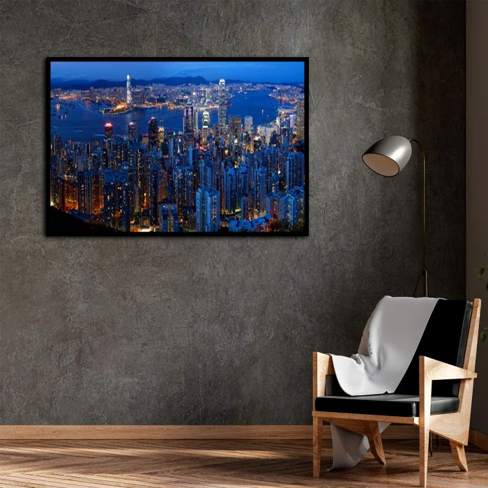 تابلو نوری بکلیت طرح منظره شهری مدل B-D2074 فریم مشکی