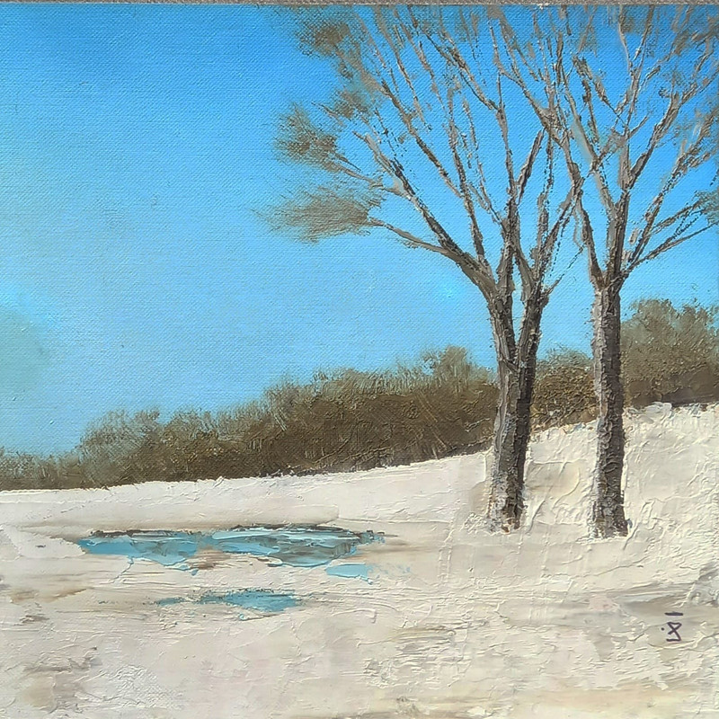 تابلو نقاشی رنگ روغن طرح زمستان مدل p.g200