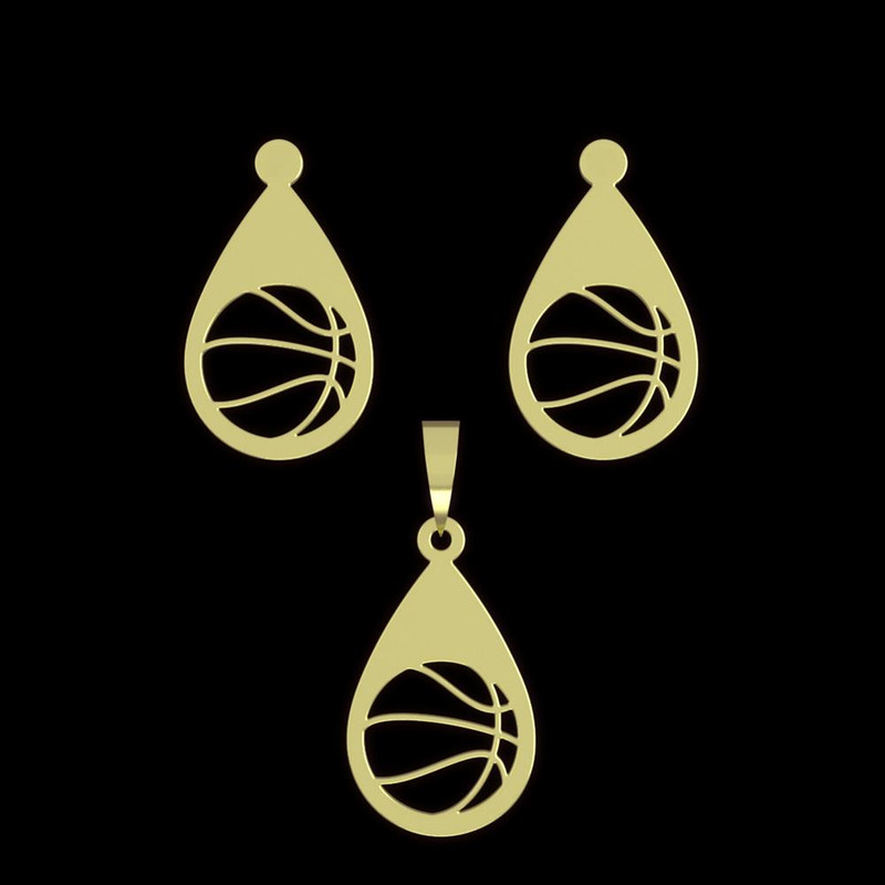 نیم ست طلا 18 عیار زنانه مدوپد مدل حرف بسکتبال کد NA11266