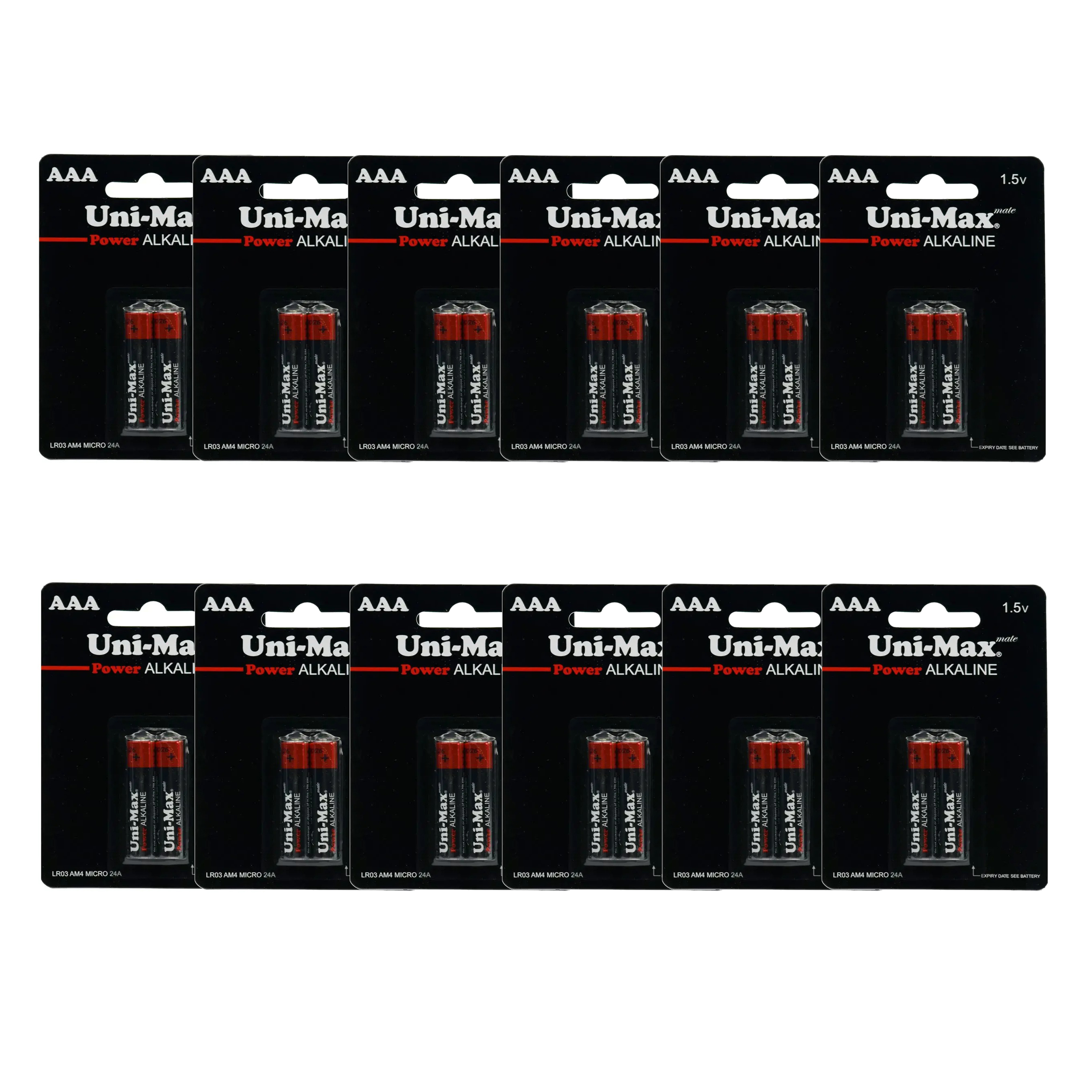 باتری نیم قلمی یونی مکس مدل LR03-AM4 بسته 24 عددی
