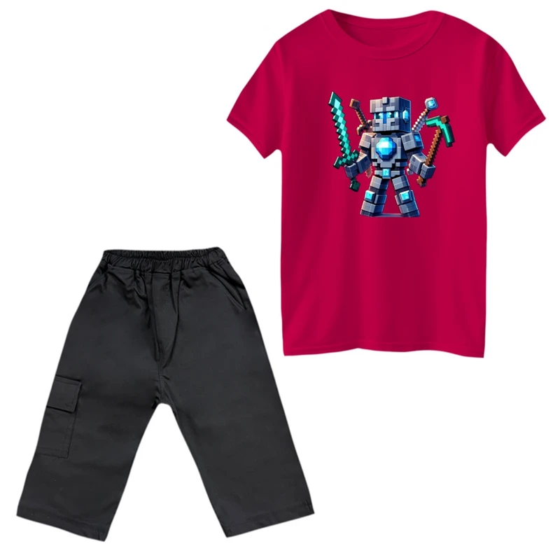 ست تی‌شرت و شلوارک پسرانه مدل آدم آهنی