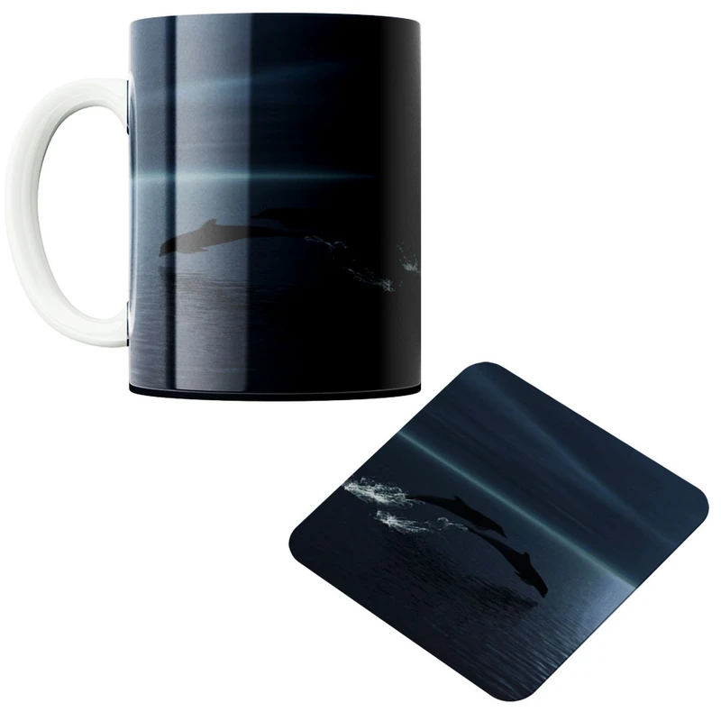 ماگ پادآفرین مدل دلفین کد 448 به همراه زیر لیوانی 