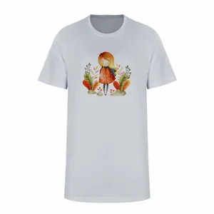 تی شرت آستین کوتاه زنانه مدل دختر رنگی کد L340 رنگ طوسی