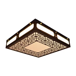 لوستر سقفی وودلایت طرح گره‌چینی میکس مربع