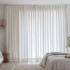 پرده تیکو دکو مدل کتان تور دوخت ساده سایز 280x700 سانتی‌متر