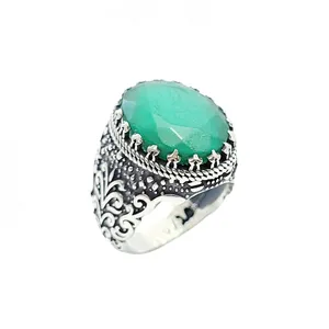 انگشتر نقره مردانه مدل زمرد هندی کد 96156