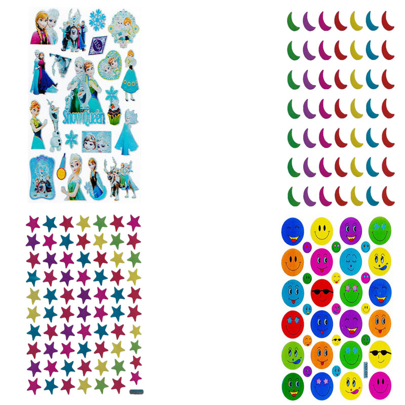 استیکر کودک طرح فروزن و ایموجی و ماه و ستاره کد FT111 مجموعه 20 عددی
