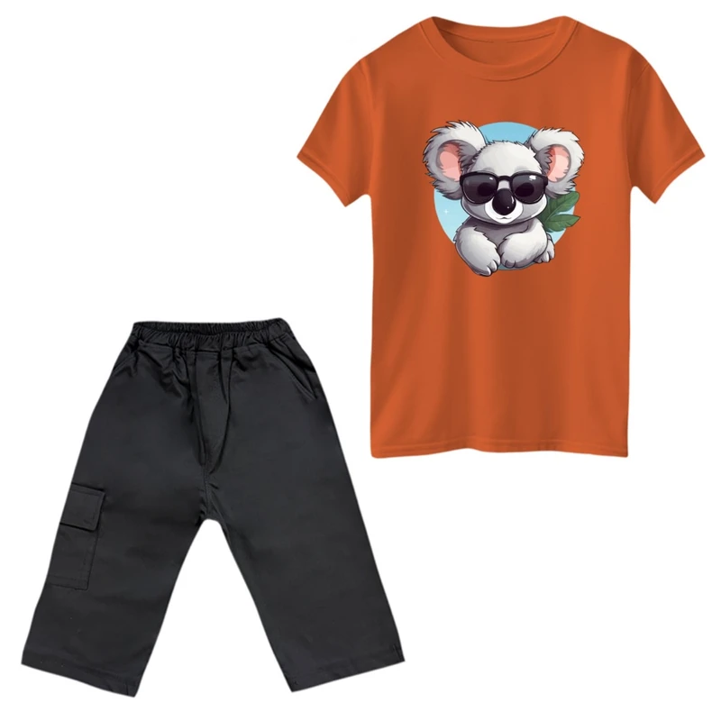 ست تی‌شرت و شلوارک پسرانه مدل کوالا و عینک