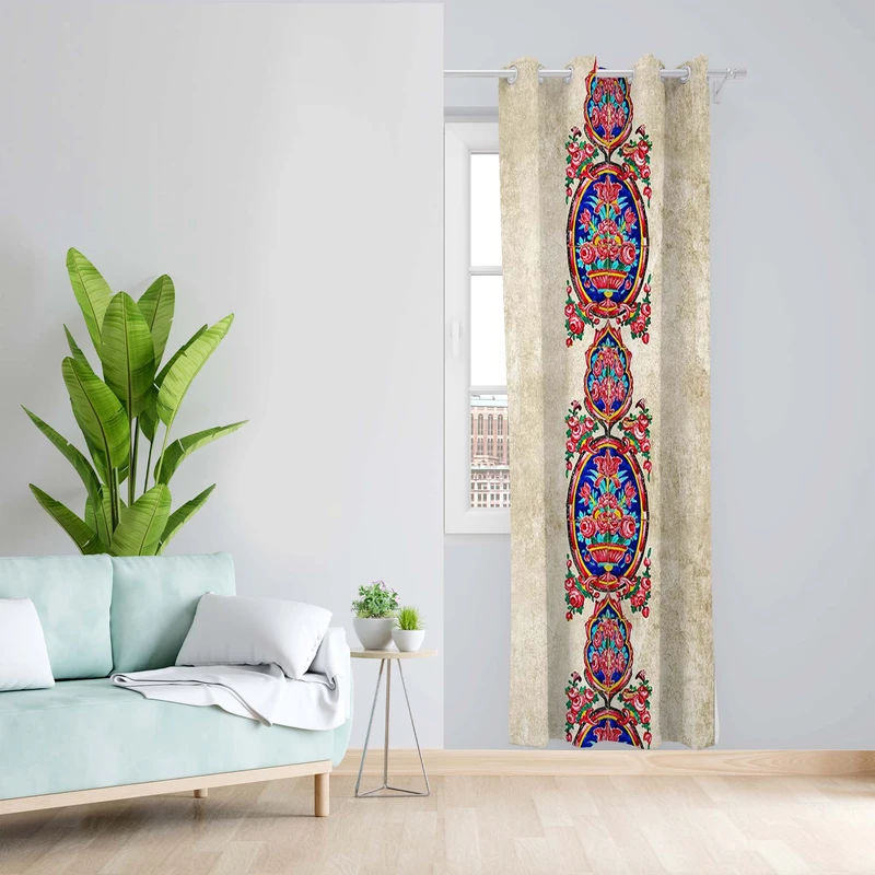 پرده طرح سنتی مدل مخمل پانچی کد 5502 z سایز 140x200 سانتی متر