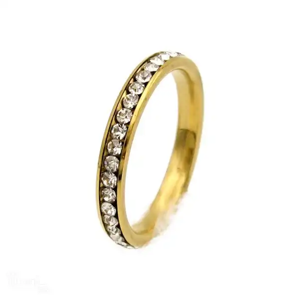 انگشتر زنانه مدل رینگ نگینی ساده استیل 02