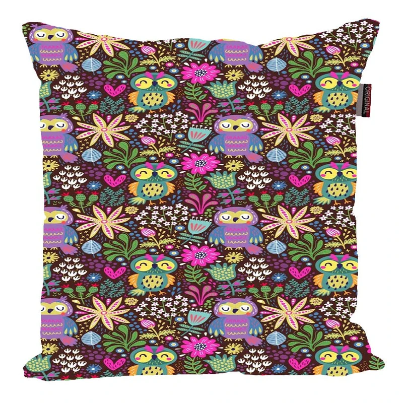 کوسن پاد آفرین مدل فانتزی طرح جغد و گل رنگی کد 02245