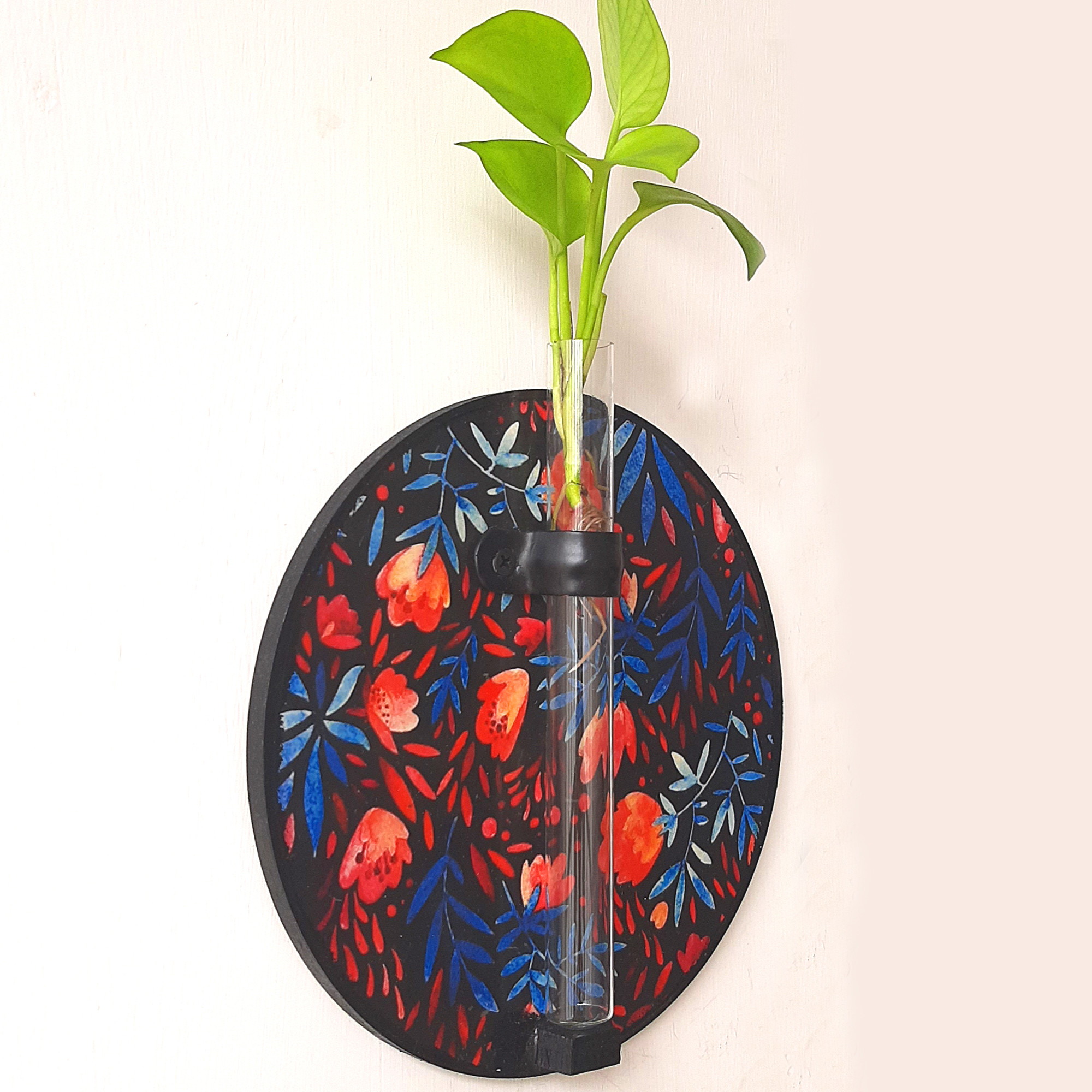 گلدان دیواری مدل شیشه آزمایش طرح بهار مجموعه 4 عددی