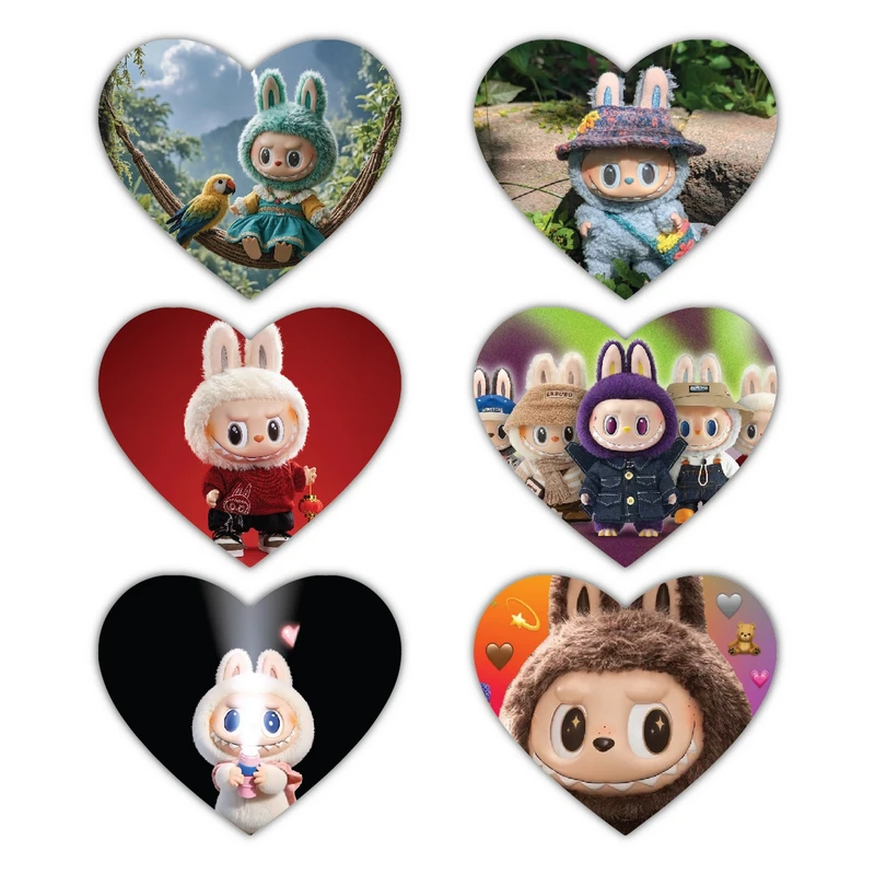 پوستر مدل قلبی طرح عروسک لبوبو مجموعه 6 عددی